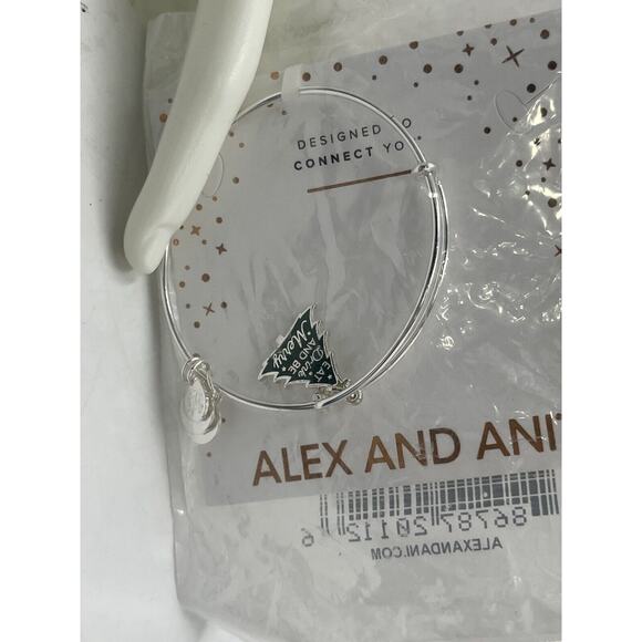 Alex and Ani EAT, DRINK, AND BE MERRY Shiny Silver Charm Bangle Bracelet New - Picture 7 of 13